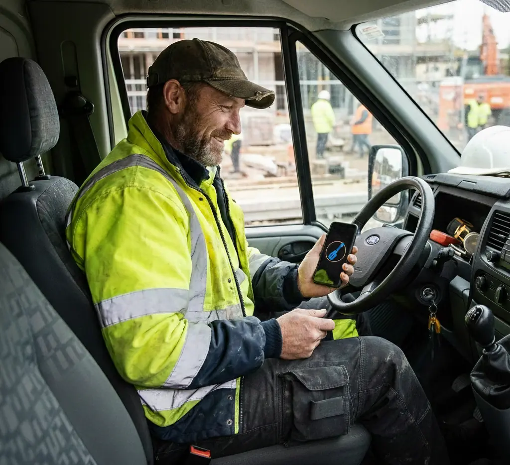 Maçon utilisant Le Tournevis sur chantier